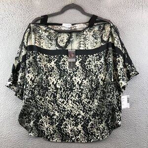 New Lola & Sophie Womens Snakeskin Print Blouse With Zipper Details S